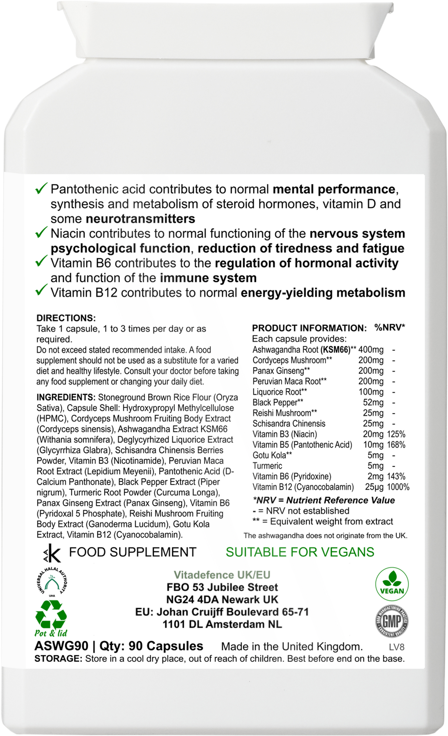 Ashwagandha Capsules — 90 Vegan Capsules