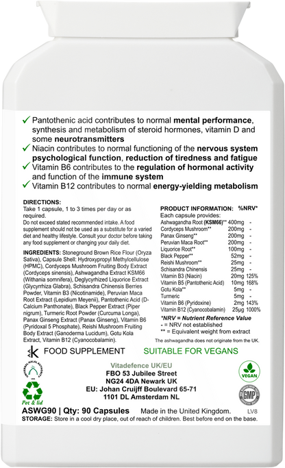 Ashwagandha Capsules — 90 Vegan Capsules