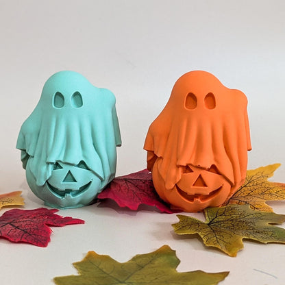 Halloween Decor Pumpkin and Ghost Figurine, Cute Handmade Halloween Ornament