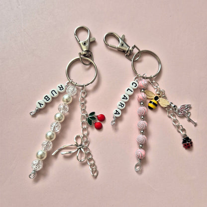 Personalised Pick your Charms Beads Keyring